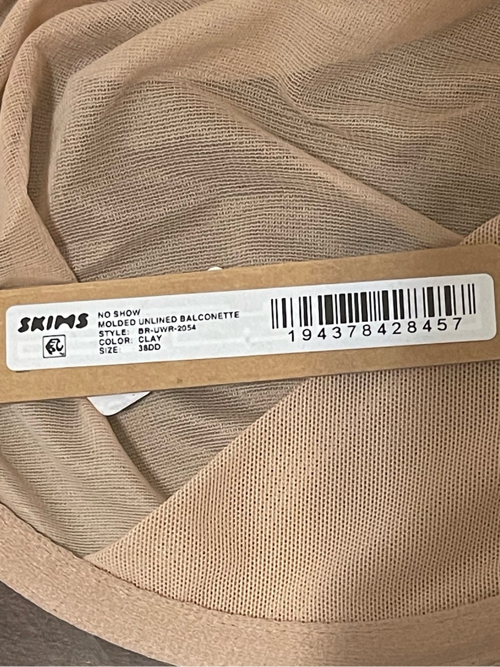 Skims Women's No Show Molded Unlined Balconette Bra Clay Size 38DD NWT - Picture 9 of 9